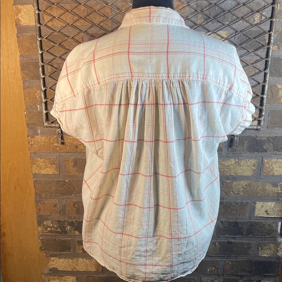 Madewell Central Shirt Popover in Fine Plaid red, pink, sherbet, green L - Picture 6 of 7